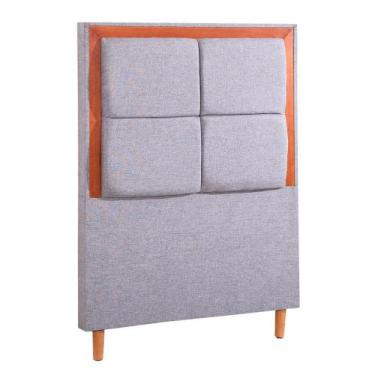 Imagem de Cabeceira Queen Luxo Nápoles Veludo com Detalhe em Madeiras Mac Interi