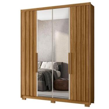 Imagem de Guarda Roupa Solteiro Califórnia 4 Portas Freijó Off White com Espelho