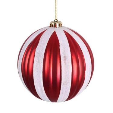 Imagem de Bola De Natal Decorada Vermelha E Branca - 15cm
