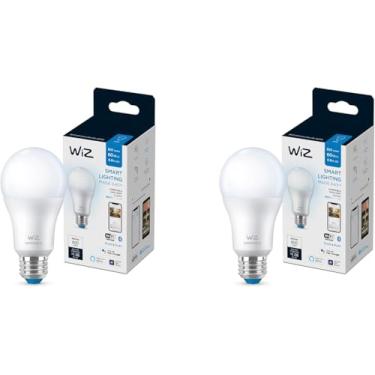 Imagem de Lâmpada inteligente de LED WiZ 60W A19 regulável (5000K) - Pacote com 2-800 lúmens - E26 - Interior - Conecta-se ao seu Wi-Fi existente - Controle com voz ou aplicativo - Ative com movimento -