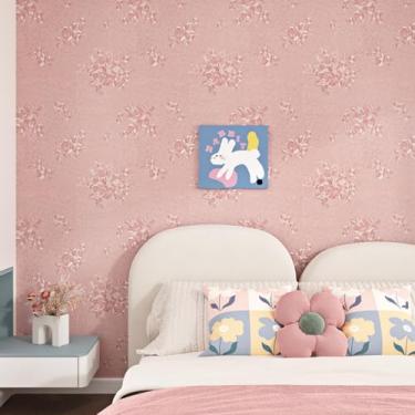 Imagem de HotDecor Papel de parede em relevo de seda 59,9 cm x 299,7 cm papel de parede texturizado para contato rosa para quarto sala de estar folhas de vinil floral vintage para paredes bancadas (rosa)