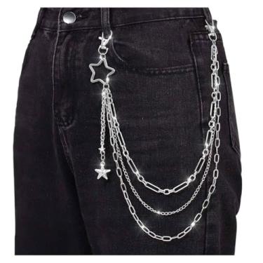 Imagem de Tgirls Correntes de calça Stars para mulheres e homens, hip hop, punk, corrente de bolso elegante em camadas para acessórios de calças, free size, Liga metálica, Sem Pedra Preciosa