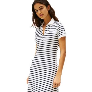 Imagem de Tommy Jeans Vestido polo maxi casual feminino com detalhe de logotipo, Ecru/listras azul-marinho, XPP