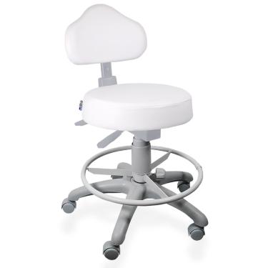 Imagem de Cadeira Mocho Branco Ergonômico Base Cinza Com Aro - ultra Móveis