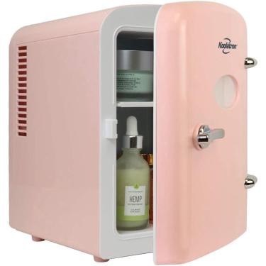 Imagem de Mini geladeira Koolatron Retro 4L para quarto para cuidados com a pele rosa