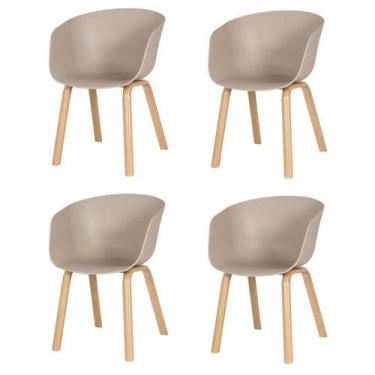 Imagem de Kit 4 Cadeiras Toledo Fratini Assento em Polipropileno Fendi Base Aço 