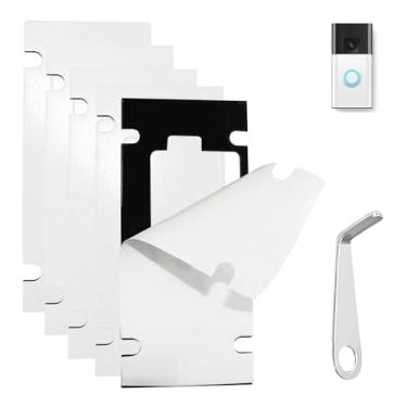 Imagem de Pacote com 5 fitas de dupla face compatível com campainha de bateria Ring 2024, suporte autoadesivo, fita adesiva dupla, 1 pacote de chave de campainha, sem perfuração, preta