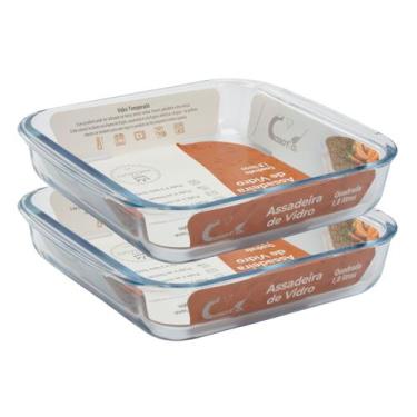 Imagem de Conj 2 Travessa Refratária Vidro Temperado Quadrada  1,8L - CasaVita