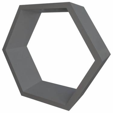 Imagem de Nicho Hexágonal Colméia Colorido em Mdf Laqueado para Parede - 30x34x12cm Cor:GRAFITE METALIZADO;Tamanho:30X34X12 CM