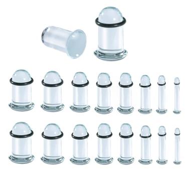 Imagem de Vankula 5 pares de kits de alongamento de vidro único alargador cônico curto com anéis de vedação de borracha, 1,6-6 mm (14G-2G) alargadores de orelha tamanho completo alargadores túneis