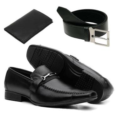 Imagem de Sapato Social Masculino Couro e Costura Manual Cinto Carteira - SV, Pr