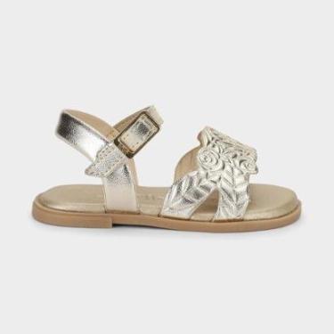 Imagem de Sandália Infantil Bibi Shine Mini Dourada de Flores-Feminino