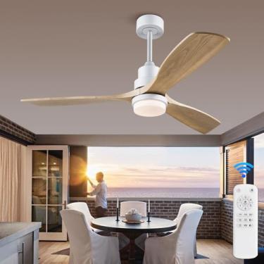 Imagem de BOJUE Ventiladores de teto de 52" com controle remoto de luz, ventilador de teto externo interno para sala de estar, quarto, escritório, casa de verão, etc