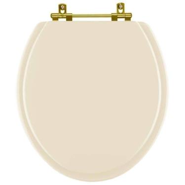 Imagem de Assento Sanitario Poliéster Convencional Oval Creme Para Vaso Deca Com Ferragem Dourada