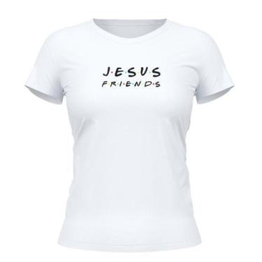 Imagem de Camiseta Cristã Feminina - Jesus Friends  Branca - Penkal Personalizad