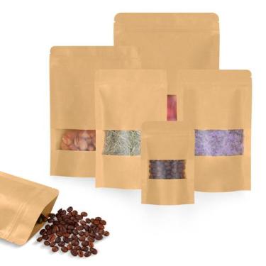 Imagem de Sacos Kraft Larzack com janela 12x20 cm, marrons, 450 ml, 50 unidades