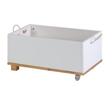 Imagem de Baú Infantil Doug 60cm X 36cm X 30cm Branco/Amêndoa