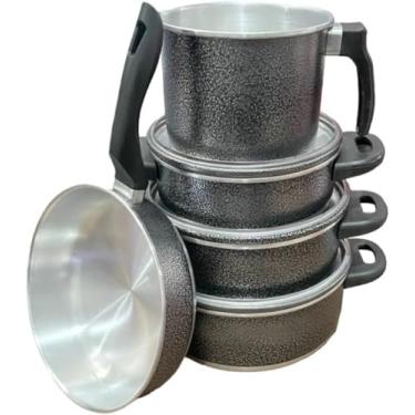 Imagem de Jogo De Panelas Frigideira Caneco CaçArola AlumíNio Resistente 5 PeçAs,Panela De AlumíNio Fundido Grosso，Panela De AlumíNio Batido.