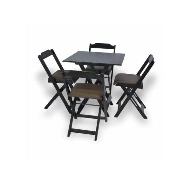 Imagem de Conjunto Dobrável 70X70 Com 4 Cadeiras Estofadas Marrom