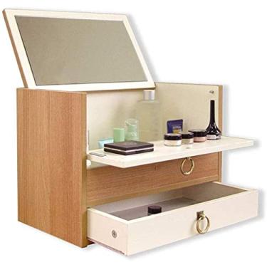 Imagem de IIPOSAQQ Armário de maquiagem para apartamento pequeno, mini cômoda, caixa de armazenamento simples, janela de sacada, mesa de maquiagem econômica