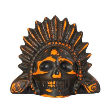 Imagem de Apito da morte asteca autêntico, até 125+ decibéis grita apito humano assustador para o Halloween, design exclusivo de caveira (laranja)