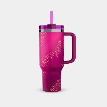Imagem de Copo Térmico Inox 1,18L Personalizado Isolamento a Vácuo, Tampa Multifuncional Canudo Removível Livre de BPA Ideal para Bebidas Geladas, Viagens e Uso Diário JHJ (ROSA/Quencher Superstar)