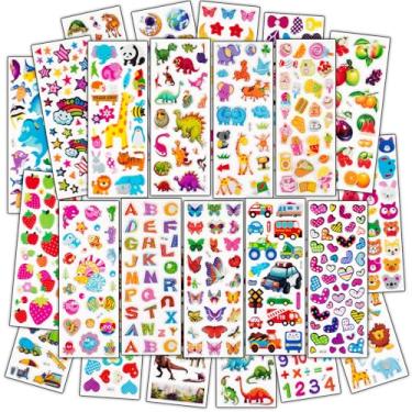 Imagem de Habett Adesivos 3D para crianças e crianças, mais de 500 adesivos 3D inchados incluindo animais, letras, números, dinossauros, carros e muito mais para meninos, meninas, professores, recompensa