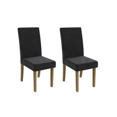Imagem de Cadeira de Cozinha 2CAD131 Kit 2 Un Canela/Suede Preto - Kappesberg
