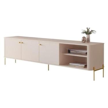 Imagem de Rack Para Sala TV Até 70 Polegadas Moderno 3 Portas - Casa H, Off Whit