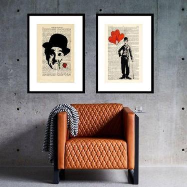 Imagem de Kit 2 Quadros Charlie Chaplin - 60X48Cm