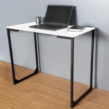 Imagem de Escrivaninha industrial mesa de madeira e metal para escritório ou qua