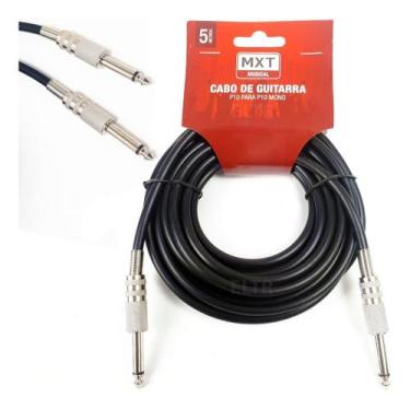 Imagem de Cabo Mxt Emborrachado P10 X P10 Mono Preto 5 Metros Guitarra Contra Ba