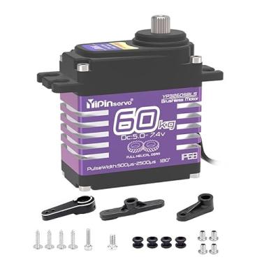 Imagem de RCmall Digital Servo Motor, 60KG High Torque, 5.0-7.4V Brushless, Metal Gear with Servo Arms (360 Degree)