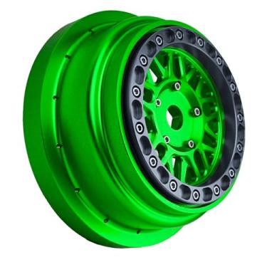 Imagem de BeaxTurbo Racing Upgrade Parts Losi Super Baja REY2.0 1/6 CNC Aluminum Bead Lock Wheel Titanium/green1pcs (Green-Gray)