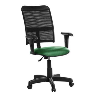 Imagem de Cadeira Escritório Giratória Tela Com Braço Rj Verde - Goldflex