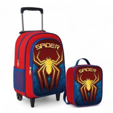 Imagem de Mochila Infantil Rodinha Menino Escolar + Lancheira Térmica - Pikuka, 