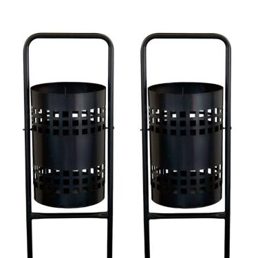 Imagem de Kit 2 Lixeiras Pátios Parques Calçada Rua Redonda Tela 113cm