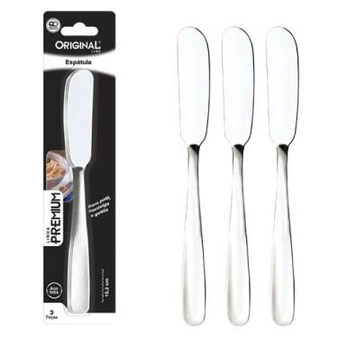 Imagem de Kit 3 Facas Espátula Manteiga Patê Requeijão Geléia Aço Inox - Origina