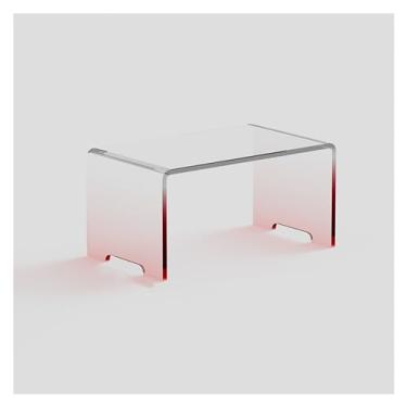 Imagem de Mesa de Centro Mesa de centro minimalista, design de armazenamento em acrílico, estética de luxo, transparente, móveis brancos Mesa de Chá(Pink)