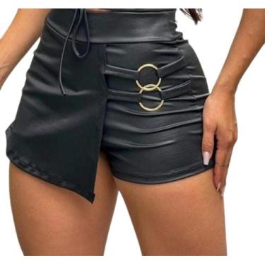 Imagem de Short Saia Feminino De material sintético Tecido Cirrê com Argola Dour