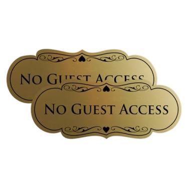 Imagem de All Quality Placa de designer sem acesso para convidados - Plástico durável e fácil instalação | Ideal para restaurantes, bares, hotéis e Airbnb - Ouro escovado - Grande (pacote com 2)