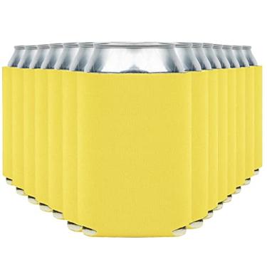 Imagem de CURRENT CO. Capas Térmicas Para Latas De Cerveja Em Branco (Pacote Com 14) - Refrigerador Macio E Isolado Adequado Htv, Liso Refrigerantes, Garrafas, Projetos Vinil, Lembrancinhas Casamento (Amarelo