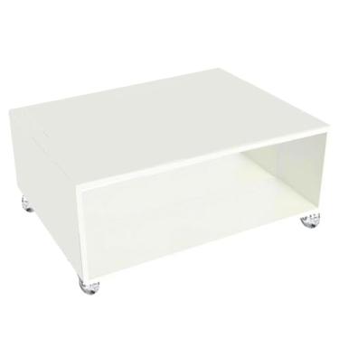 Imagem de Mesa de Centro Com Rodizio Com Travas 30x60x45cm MDF Branco