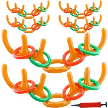 Imagem de Sonarun 6 Conjuntos De Jogo Arremesso Argolas Chifre Rena Inflável Natal, Incluindo Chapéus E 24 Peças Festa Com Bomba Ar Para Suprimentos