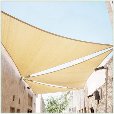 Imagem de ColourTree Toldo Triangular 22' X Bege - Protetor Solar Com Proteção Uv Fps 50, Permeável À Água, Resistente Para Pátio, Jardim, Quintal, Área Externa (Fazemos Tamanho Personalizado)
