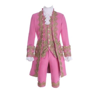 Imagem de Fantasia masculina vitoriana extravagante do século 18, fantasia de Halloween, rosa - 2GG