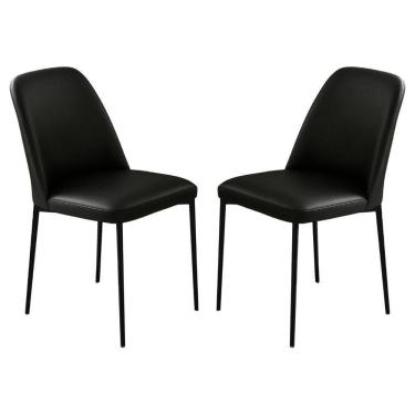 Imagem de Conjunto 2 Cadeiras Londres Couro Preto Metal Preto