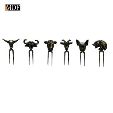 Imagem de Kit com 6 Garfinhos Petisco Super Luxo Zamaq - ATACADÃO DO ARTESANATO 