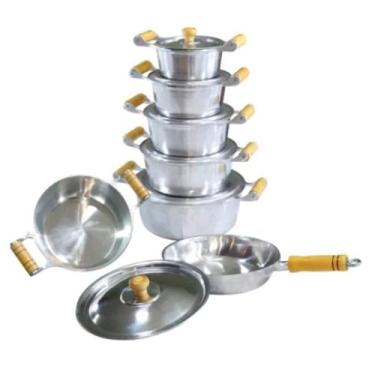 Imagem de Jogo de Panelas Alumínio Batido Fundido + 1 Frigideira Grossa com Pega