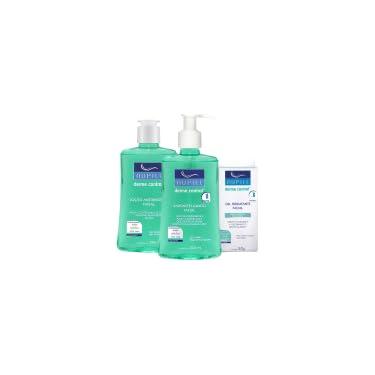 Imagem de Kit Sabonete Liquido Facial + Gel Esfoliante + Loção Adstringente Derme Control Uso Diário